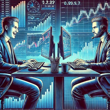 trading contest two traders battling it out to beat each other on desktop
